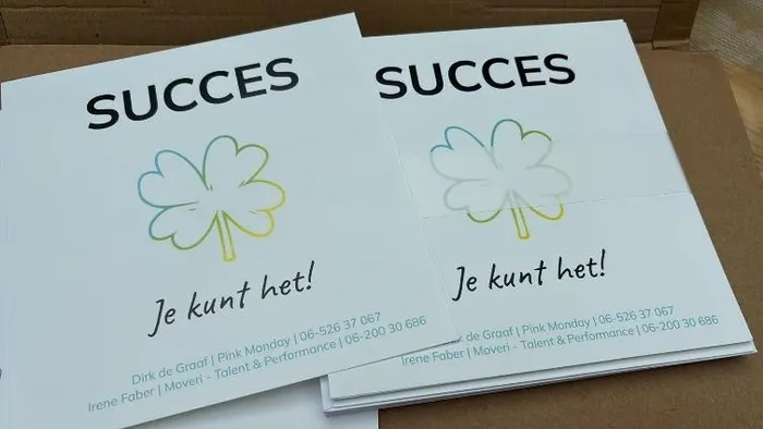 De 'Succes, je kunt het!' kaarten die leerlingen meekregen