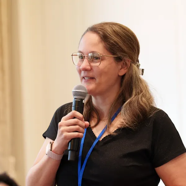 Irene Faber aan het woord tijdens de workshop